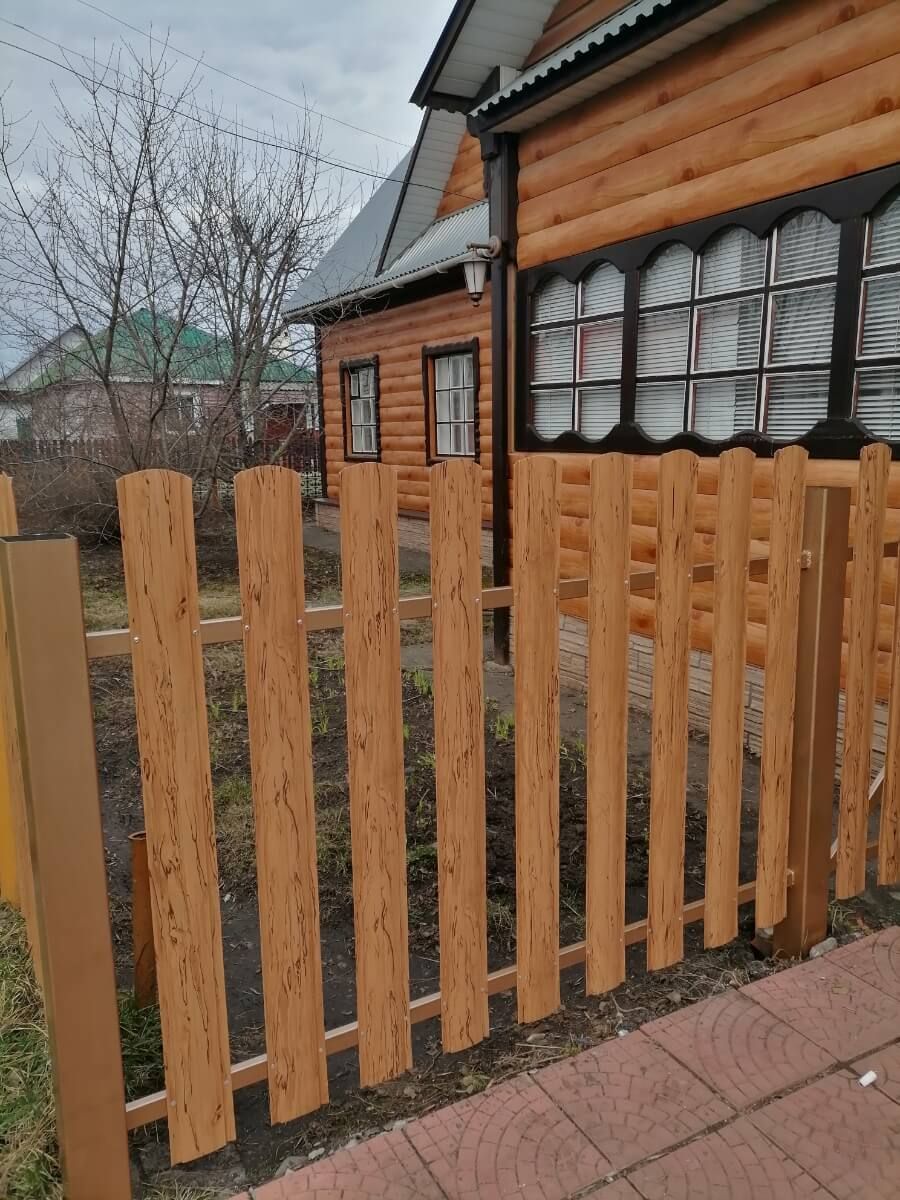 Забор из металлического штакетника 19м Кипарис 2xPrintech двусторонний в Вельске
