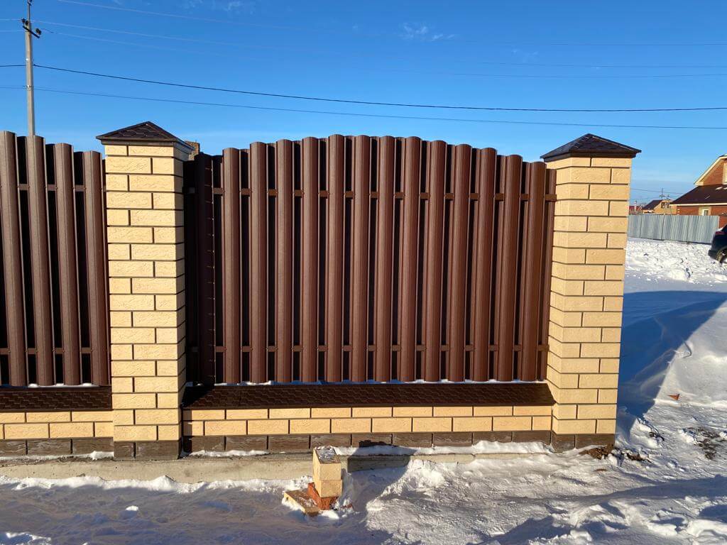 Забор из евроштакетника 57м RAL8017/8017 Шоколад двухсторонний МАТТЕ в Вельске
